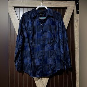 Lane Bryant Blue and Black Patterned Shirt